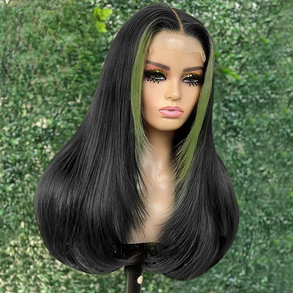 Straight Layered Lace Front Synthetic Wig – T-Part Glueless Design with Natural Pre-Plucked Hairline