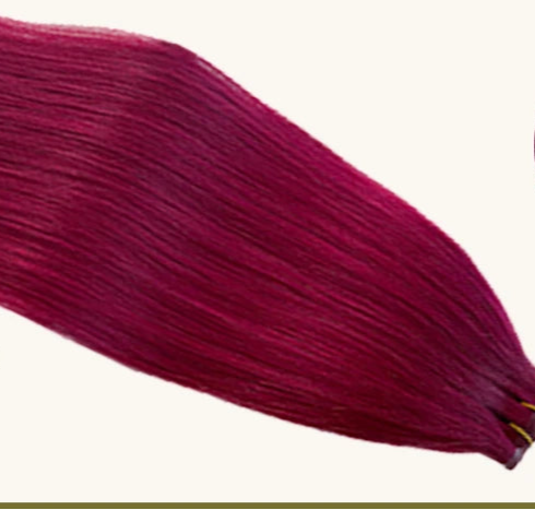 Straight Pure Color Human Hair Extensions - 10 Pieces/Set, Can Be Permed, Suitable for All Dying Colors