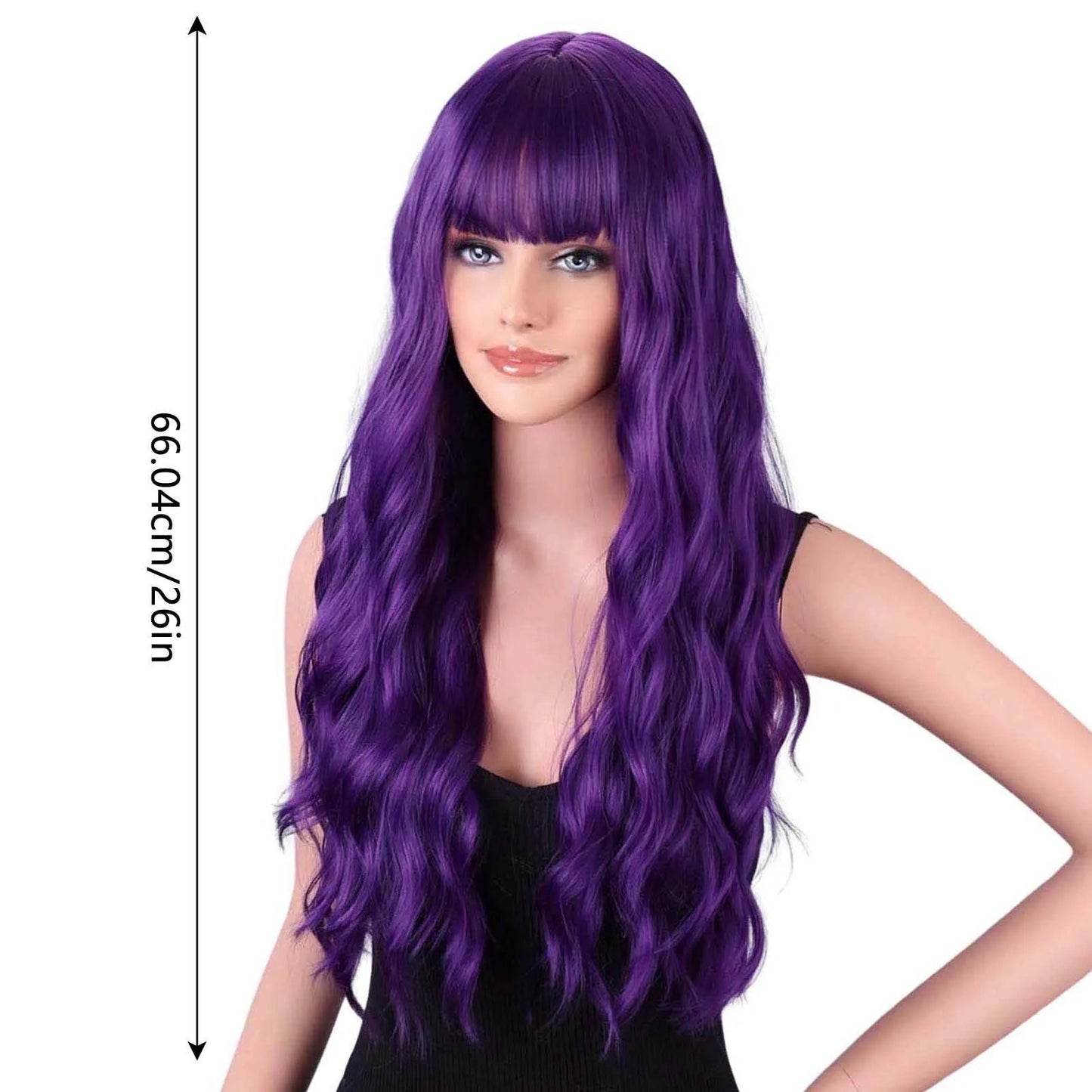 Purple Long Loose Wave Synthetic Wig – Vibrant Cosplay Party Wig for Women, High-Temperature Fiber