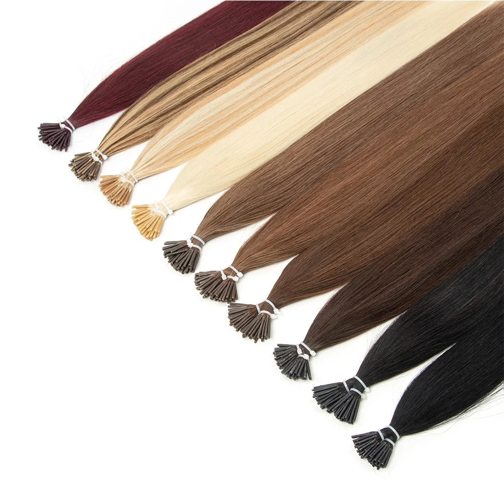 Straight I-Tip Hair Extensions – 0.6g/Strand, Natural Look with 35-45% Longest Hair Proportion