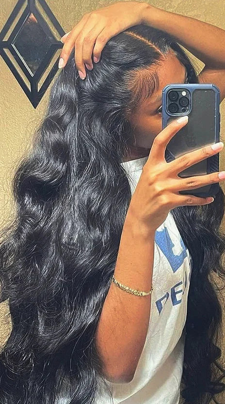 Premium Body Wave 13x6 Lace Wig – Long (26+ Inch), Dark Brown Lace, Human Hair, Hand Tied