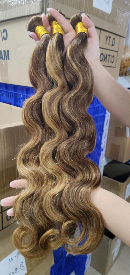 Highlight Colored Human Hair Bundles - 100% Human Hair, Dye-Friendly & Customizable