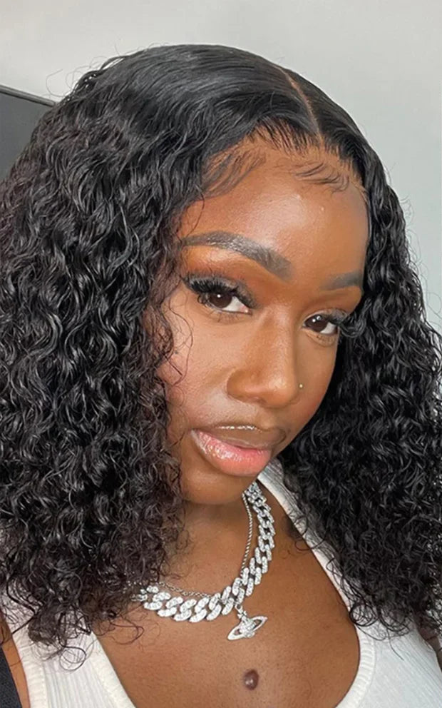 Short Deep Wave Lace Front Wig – Hair, Natural Look, Transparent Lace