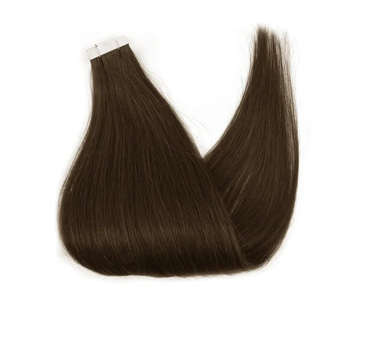 ZURIA Mini Tape-In Hair Extensions - 100% Human Hair, 12-24 Inch, 16 Pcs Straight Silky Extensions