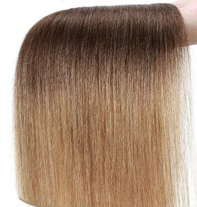 100% Human Hair Topper with Silk Base - Straight Hair, Center Part, Tangle-Free & Natural Hairline