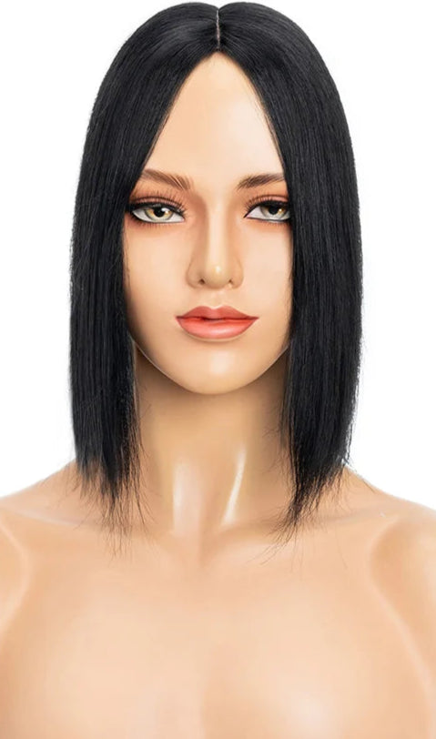 100% Indian Human Hair Topper with Silk Base - Natural Straight, Tangle-Free & Lightweight