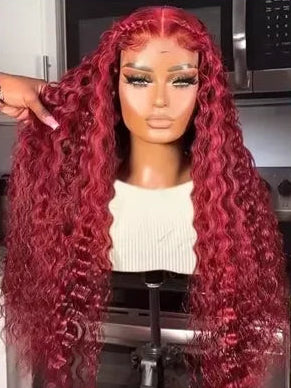 Virgin Deep Wave Lace Front Wig – 26+ Inch, 13x6 Lace, Transparent Swiss Lace, Permable, Natural Look