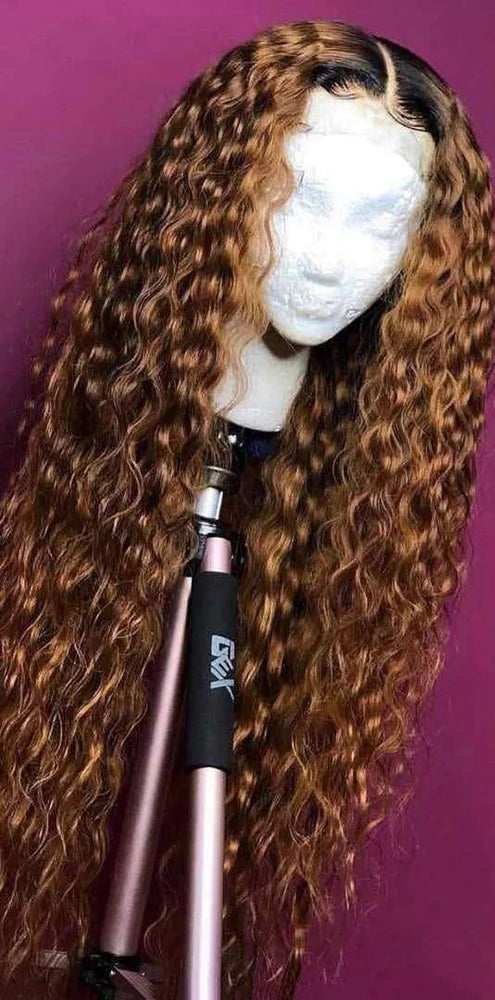 Curly T-Part Glueless Synthetic Lace Wig – Light Brown Lace, Pre-Plucked Hairline, Affordable, Comfortable Fit