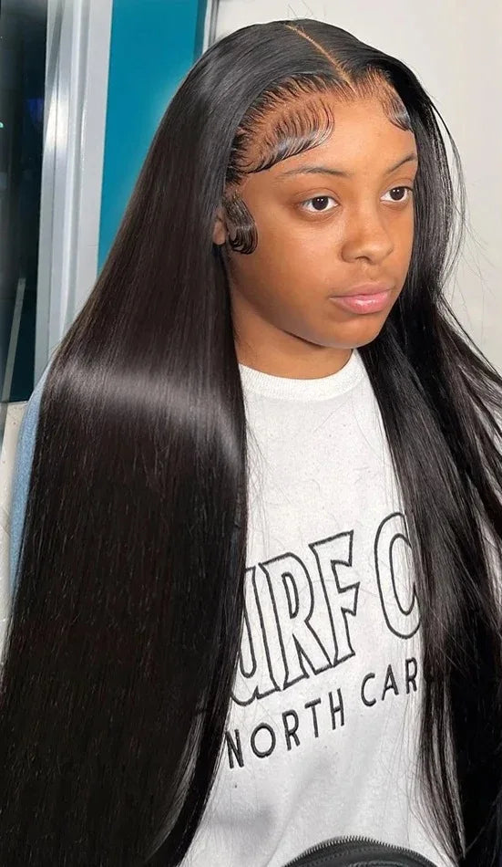 360 Full Lace Bone Straight Wig – Long 26+ Inches Human Hair, Pre-Plucked Hairline