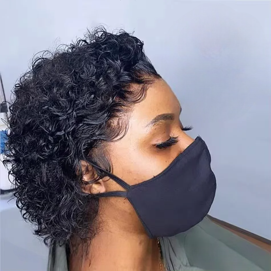Short Deep Wave Wig – 100% Human Hair with Transparent Lace