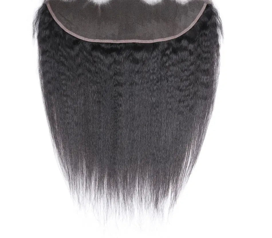 100% Human Hair Kinky Straight Bundles with Frontal – Natural, Versatile & High-Quality Extensions