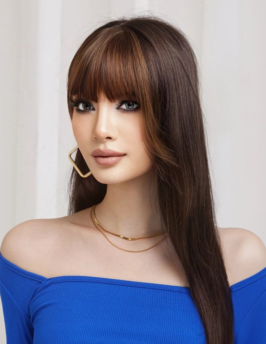 Clip-In Human Hair Blunt Bangs – 100% Natural Hair, Easy Attachment, and Heat-Friendly