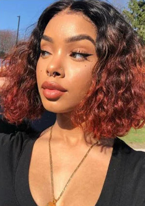 Short Deep Wave Lace Front Wig – 13x4 Frontal, Transparent Lace, 4-16 inches