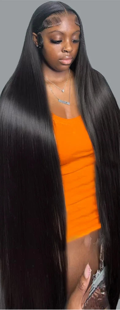 HD Transparent Lace Front Wig – 26+ Inch Straight Malaysian Human Hair Wig with Elastic Band"