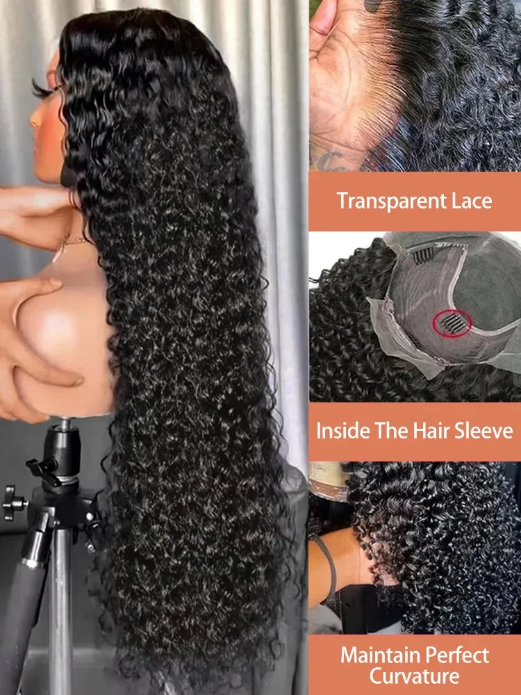Deep Wave Human Hair Wig – 26+ Inch Transparent Lace Wig for a Natural Look