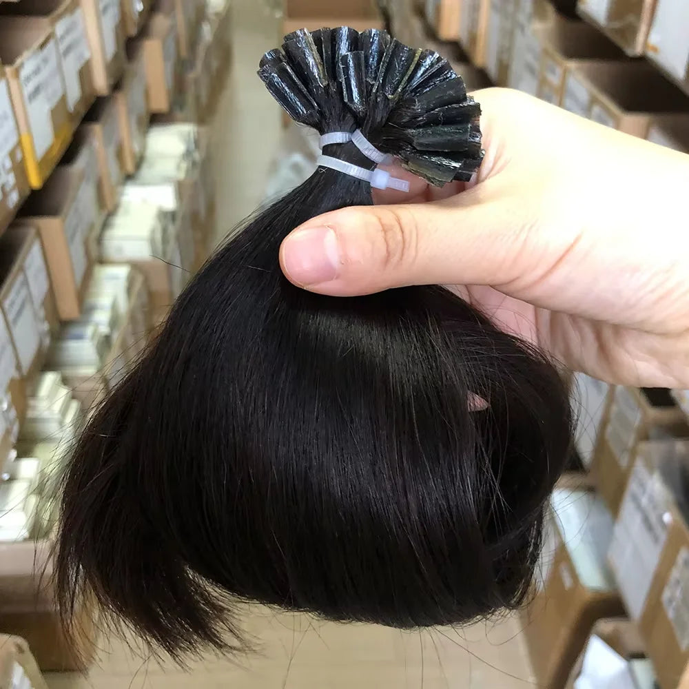 Straight I-Tip Hair Extensions – Lightweight 0.6g/Strand, 100% Human Hair for Seamless Volume