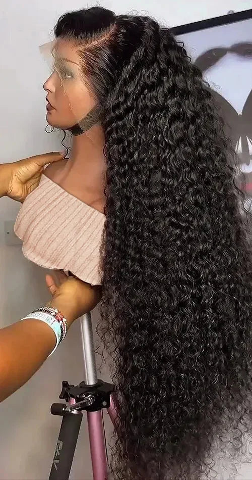 Long Curly 13x6 Lace Front Wig – 100% Hair, 26+ Inch, Transparent Lace, Natural Look