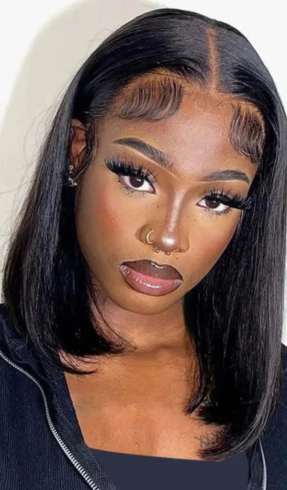 Premium 13x4 Frontal Bob Wig – 100% Natural Human Hair, Pre-Plucked, Straight Texture