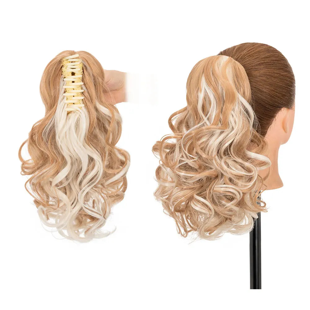 14-Inch Natural Curly Clip-In Hair Extensions – High-Quality Synthetic Fiber in Piano Colors