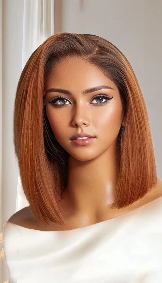 Short Straight Human Hair Wig – Transparent Lace Front, Hair, Natural Look