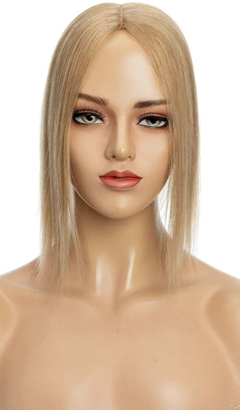 100% Indian Human Hair Topper with Silk Base - Natural Straight, Tangle-Free & Lightweight
