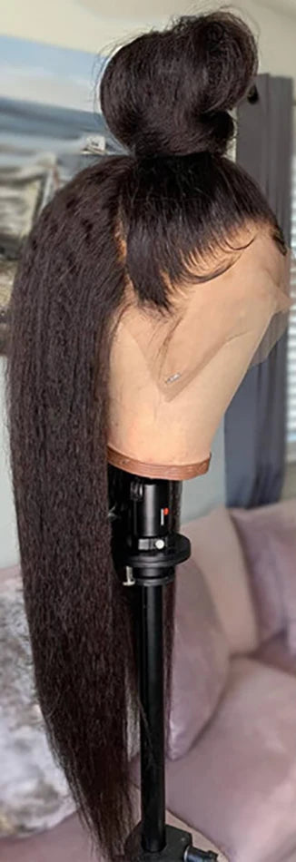 360 Full Lace HD Kinky Straight Lace Front Wig – 100% Hair, 26+ Inch, 13x4/13x6 Lace