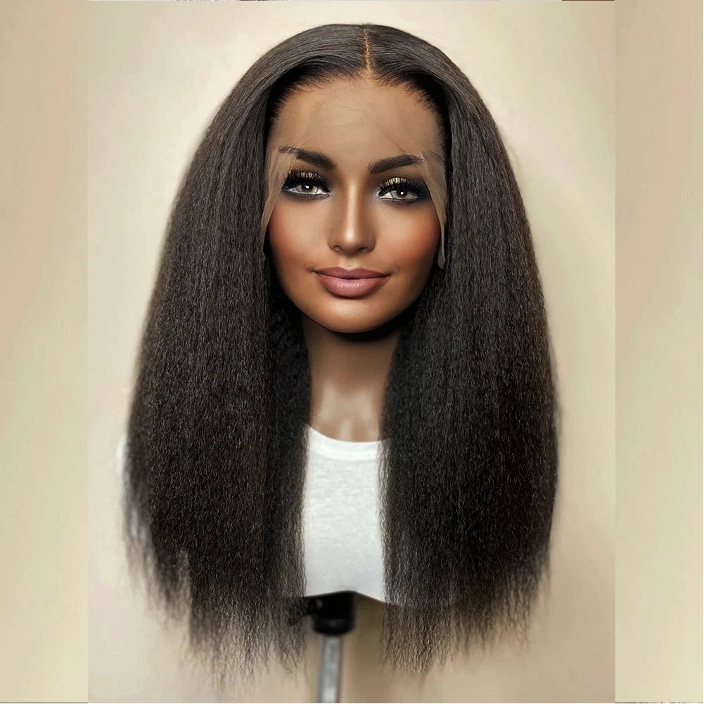 Classic Yaki Straight Synthetic Wig for Women – High Temperature Fiber, Daily Use, Average Size