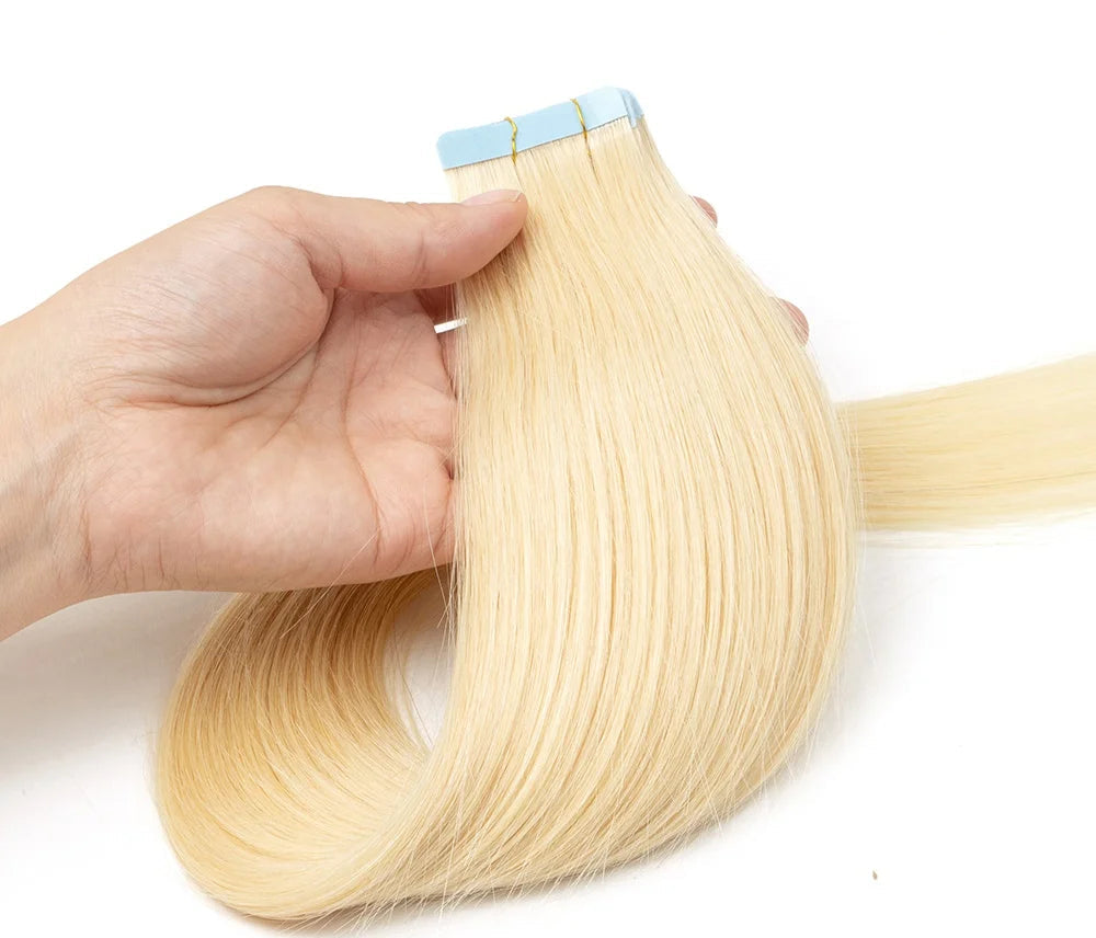 Premium Tape-In Human Hair Extensions - 100% Natural Straight Remy Hair | Easy Installation for Women (12"-24")