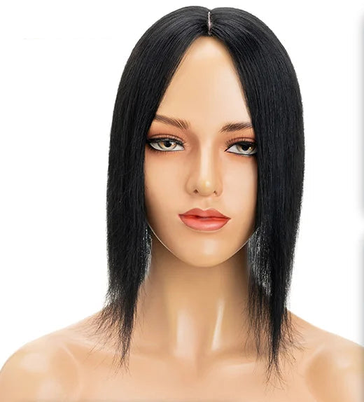 100% Real Human Hair Topper with Silk Base | Tangle-Free, Natural Hairline, Multiple Lengths & Colors