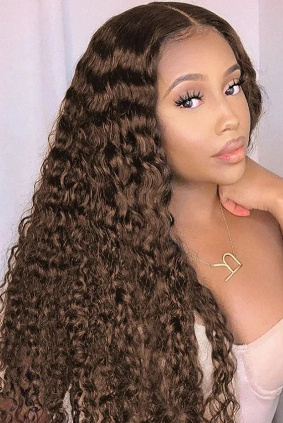 26+ Inch Curly Human Hair Lace Front Wig – 13x4 Lace, Transparent Swiss Lace