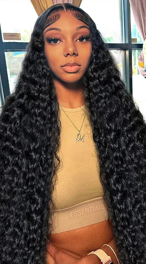 Deep Wave Lace Front & Closure Wig – 26+ Inch, Swiss Lace, Transparent, Natural Look