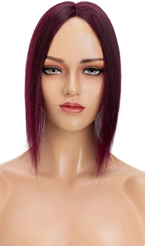 100% Indian Human Hair Topper with Silk Base - Natural Straight, Tangle-Free & Lightweight