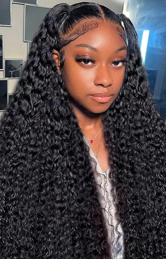 32-Inch Deep Wave Indian Lace Front Wig – Transparent HD Lace, 13x6, 13x4, and 4x4 Options