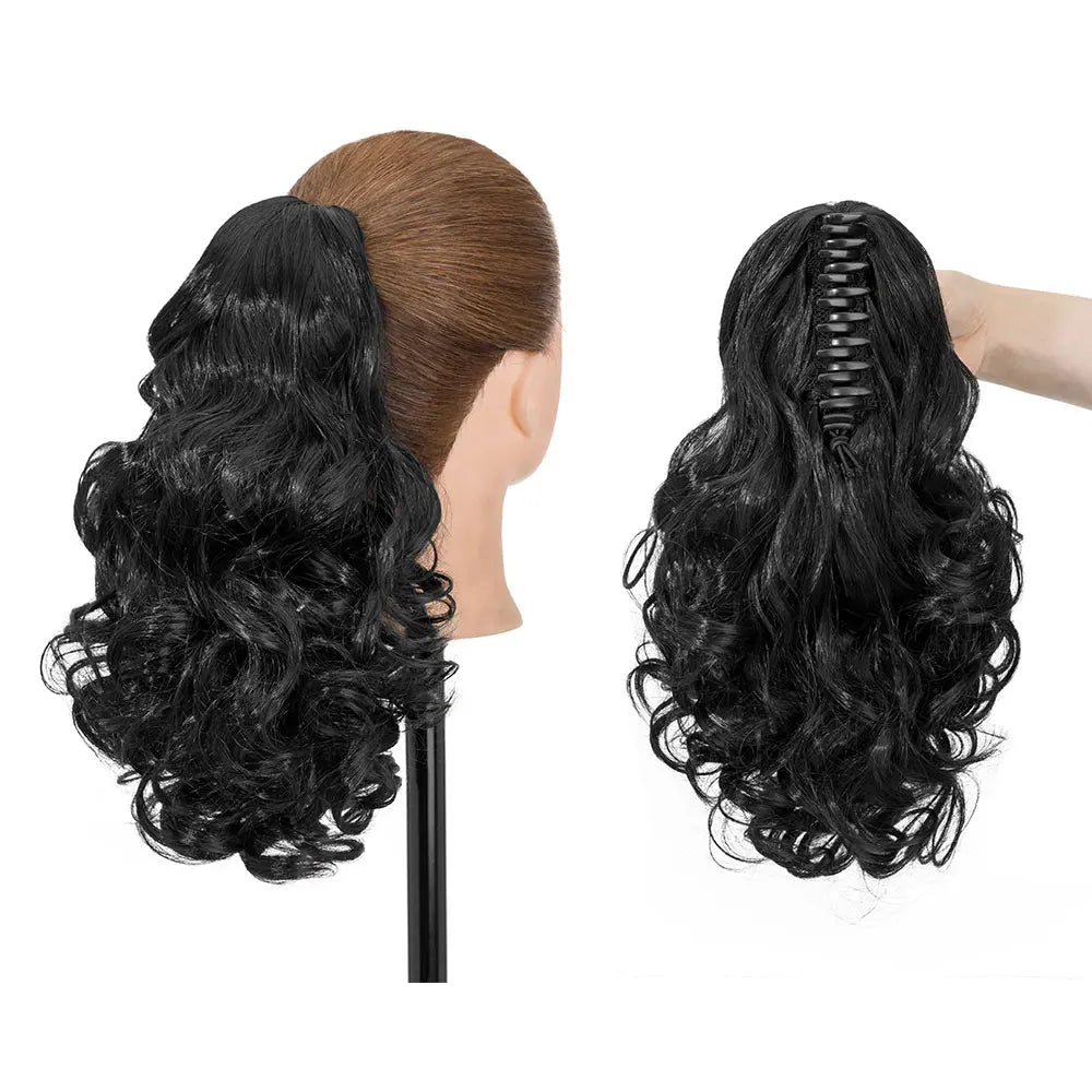 14-Inch Natural Curly Clip-In Hair Extensions – High-Quality Synthetic Fiber in Piano Colors