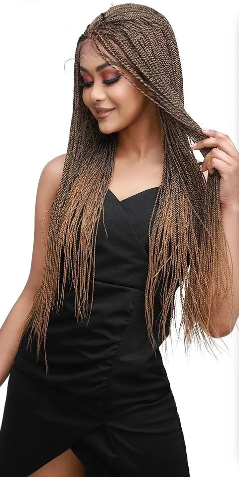 30-Inch Box Braids Lace Front Wig – Senegalese Twist Braided Wig for Women, Heat Resistant Synthetic with Baby Hair