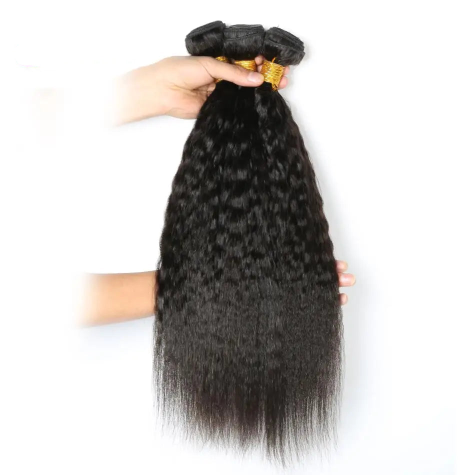 100% Human Hair Kinky Straight Bundles with Frontal – Natural, Versatile & High-Quality Extensions