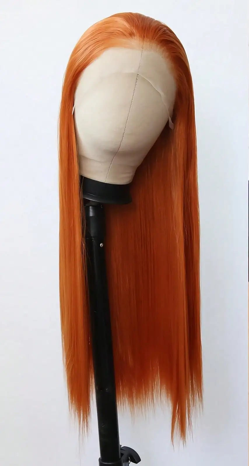 Long Straight Orange Lace Front Wig – Heat-Resistant Synthetic Daily Wear Wig