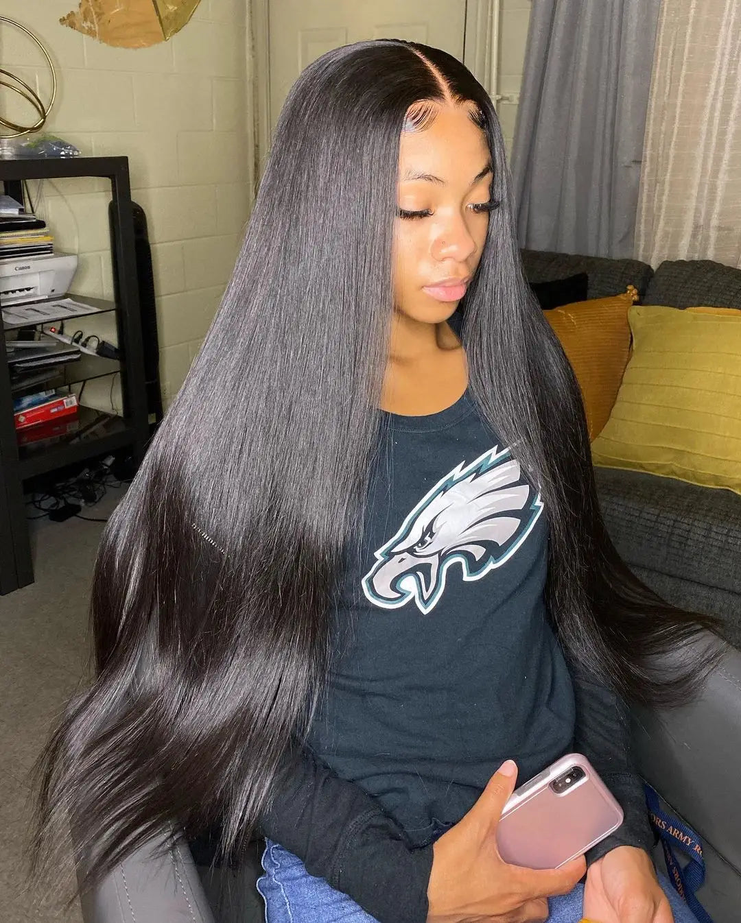 Glueless Long Lace Front Wig – 100% Human Hair, 26+ Inches, Natural Look, Tangle-Free, Ready-to-Wear
