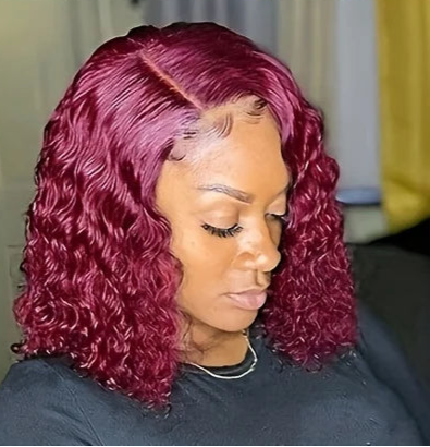 Short Deep Wave Lace Front Wig – Transparent Swiss Lace, 4-16 inches