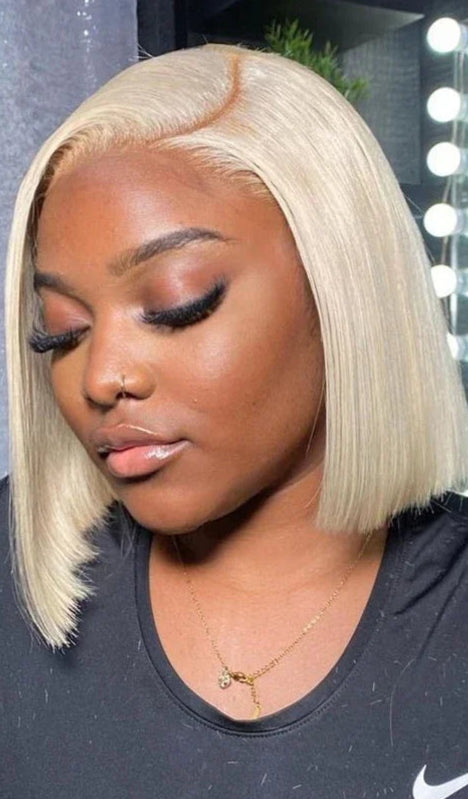 Straight Hair Wig – Short Length, Transparent Swiss Lace