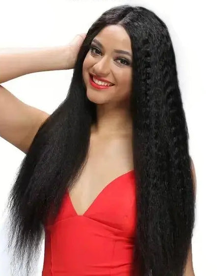 100% Human Hair Kinky Straight Bundles with Frontal – Natural, Versatile & High-Quality Extensions