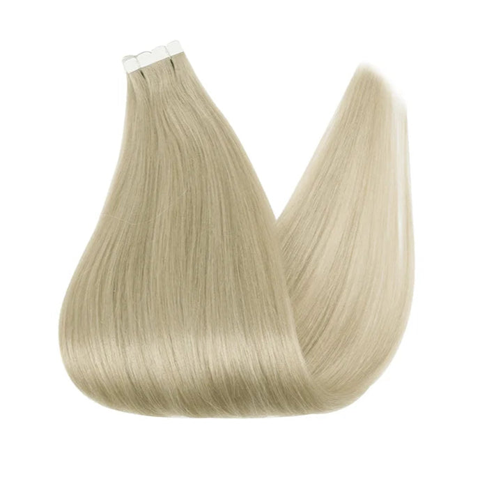 ZURIA Mini Tape-In Hair Extensions - 100% Human Hair, 12-24 Inch, 16 Pcs Straight Silky Extensions