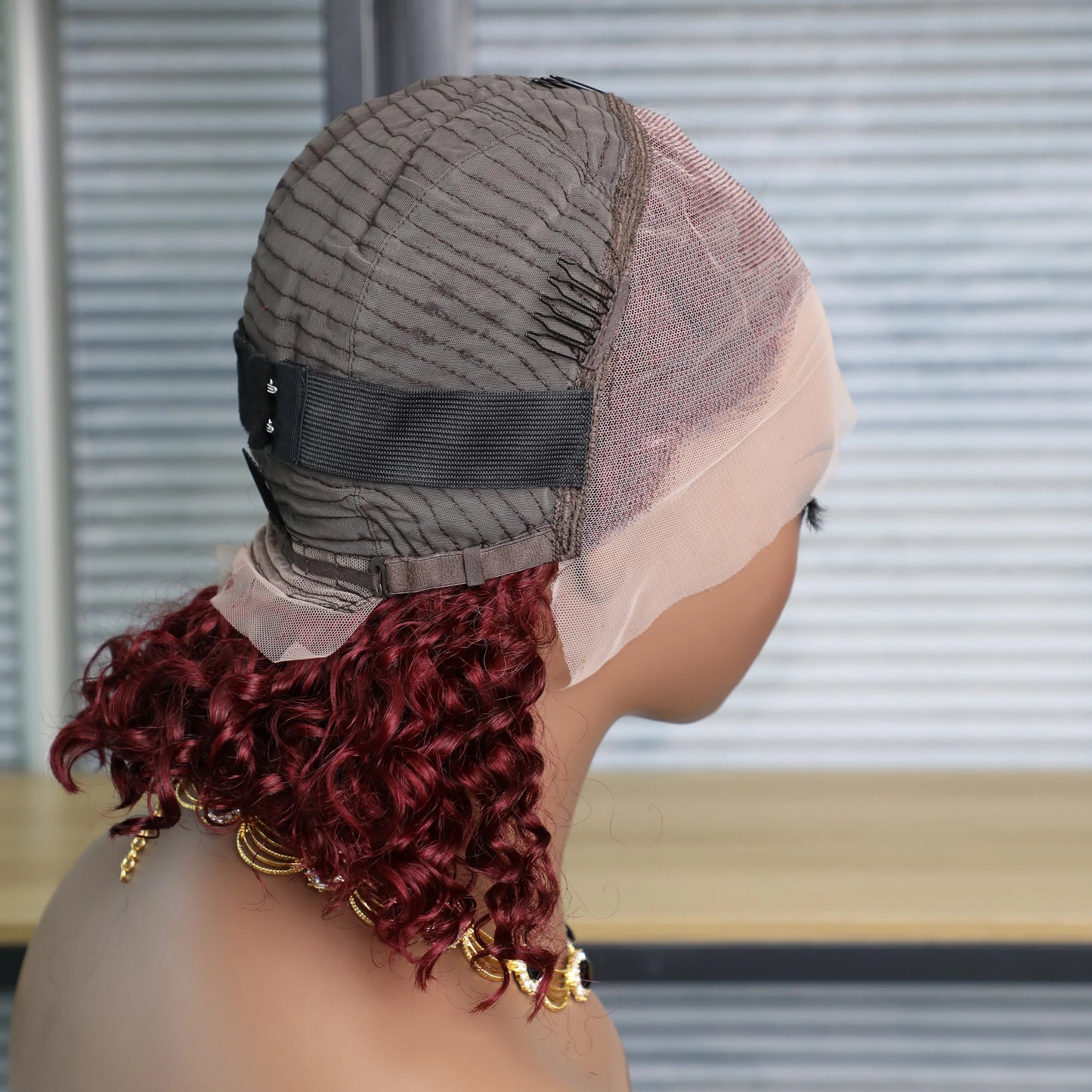 99J Burgundy Water Wave Lace Front Wig – 100% Hair, Pre-Plucked, 13x4 HD Lace, 180%-200% Density