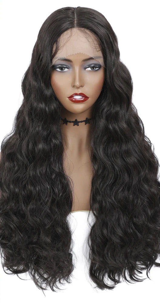 Natural Brown Ombre Medium Long Wig – 130% Density, Heat-Resistant Lace Front & Non-Lace Options