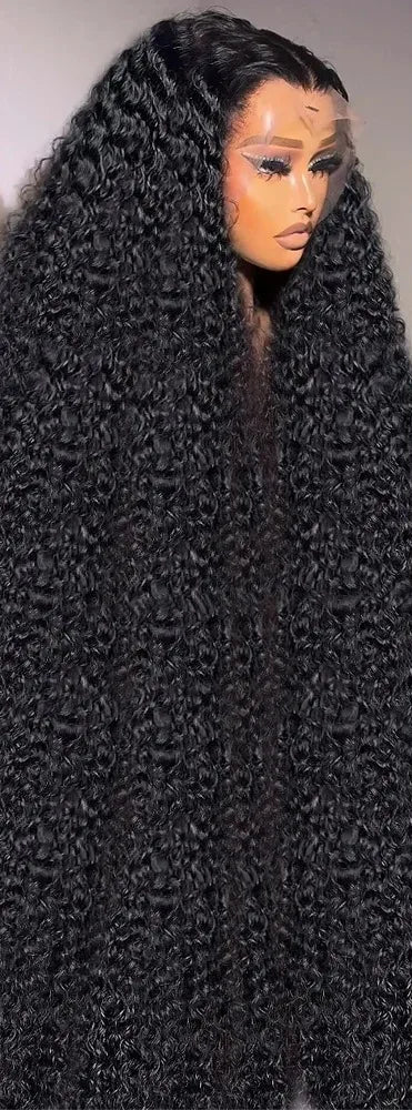 Long 26+ Inch Deep Wave Transparent Lace Frontal Wig – 100% Human Hair, Pre-Plucked, HD Lace