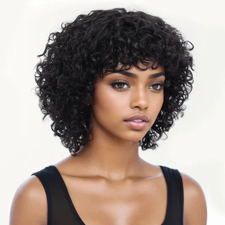 Curly Hair Wig – Short Length, 100% Human Hair, Natural Look & Easy Maintenance (4-16 Inches)