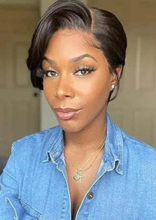 Straight 13x4 Lace Wig – 100% Human Hair, Short Length (4-16 Inches), Transparent Swiss Lace