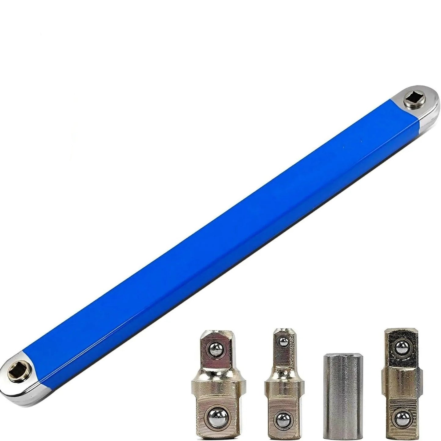 Multi-Functional Offset Extension Wrench - High Carbon Steel with 4 Adapters for Auto Repair & Home Improvement