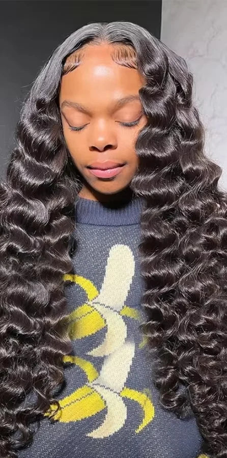 Long Loose Deep Wave Lace Front Wig – Transparent Swiss Lace (26+ Inches)