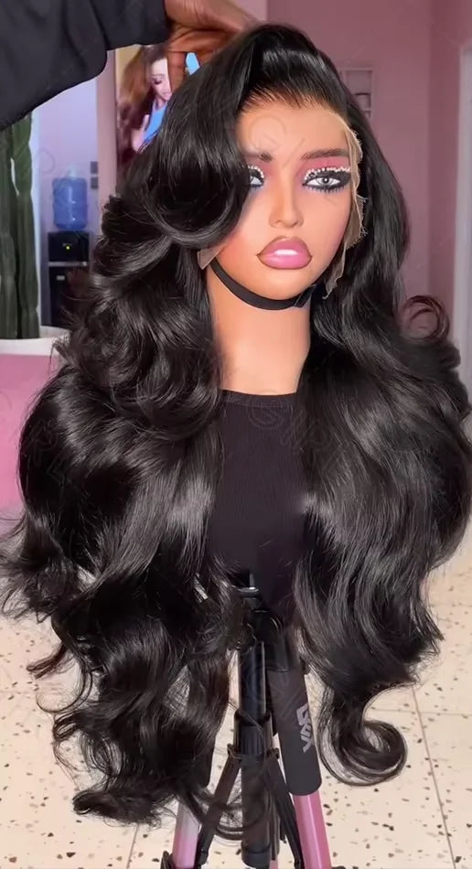 Body Wave Lace Front Wig – 26+ Inch Transparent Lace, 100% Human Hair, No Chemicals